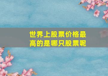 世界上股票价格最高的是哪只股票呢