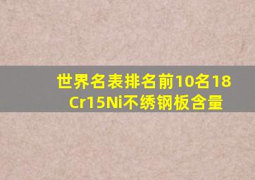 世界名表排名前10名18Cr15Ni不绣钢板含量