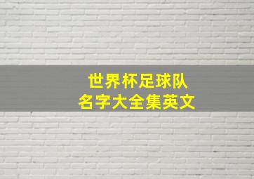 世界杯足球队名字大全集英文