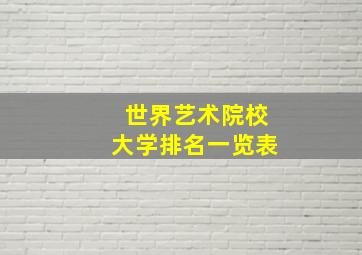 世界艺术院校大学排名一览表