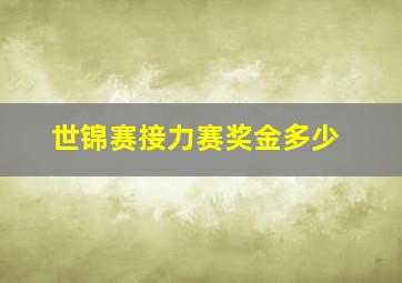 世锦赛接力赛奖金多少