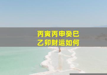 丙寅丙申癸巳乙卯财运如何