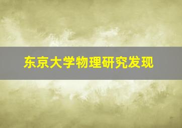 东京大学物理研究发现