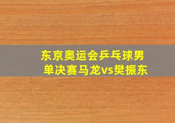 东京奥运会乒乓球男单决赛马龙vs樊振东