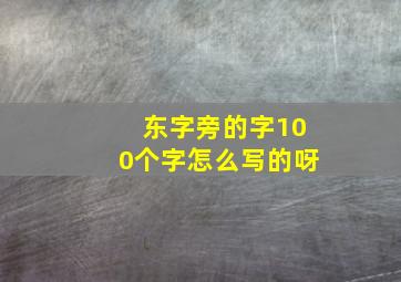 东字旁的字100个字怎么写的呀