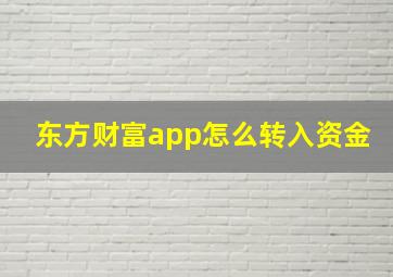 东方财富app怎么转入资金