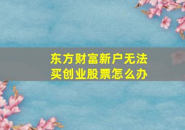 东方财富新户无法买创业股票怎么办