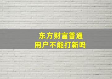 东方财富普通用户不能打新吗