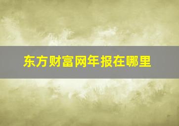 东方财富网年报在哪里