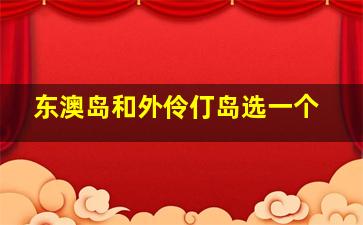 东澳岛和外伶仃岛选一个