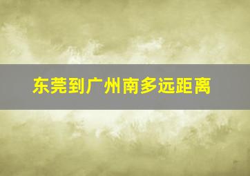 东莞到广州南多远距离