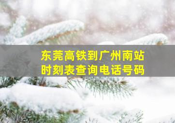 东莞高铁到广州南站时刻表查询电话号码