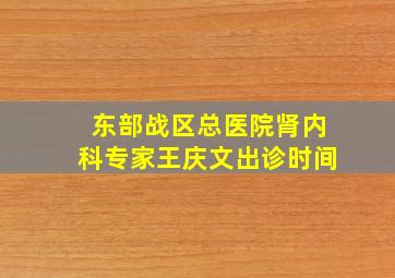 东部战区总医院肾内科专家王庆文出诊时间