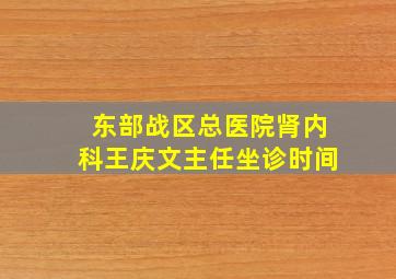 东部战区总医院肾内科王庆文主任坐诊时间