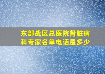 东部战区总医院肾脏病科专家名单电话是多少