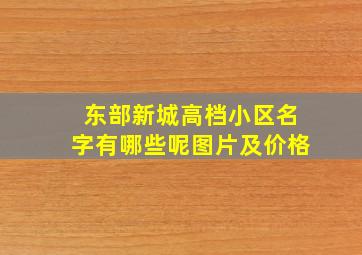 东部新城高档小区名字有哪些呢图片及价格