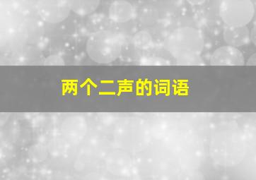 两个二声的词语