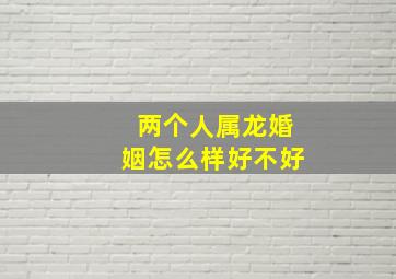 两个人属龙婚姻怎么样好不好