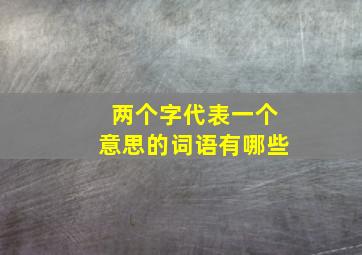 两个字代表一个意思的词语有哪些