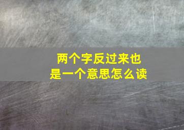 两个字反过来也是一个意思怎么读