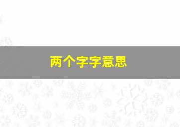 两个字字意思