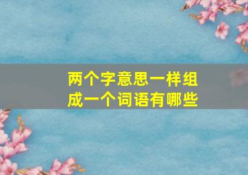 两个字意思一样组成一个词语有哪些