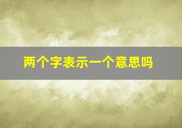 两个字表示一个意思吗