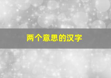 两个意思的汉字