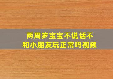 两周岁宝宝不说话不和小朋友玩正常吗视频