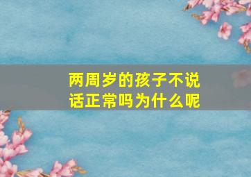 两周岁的孩子不说话正常吗为什么呢