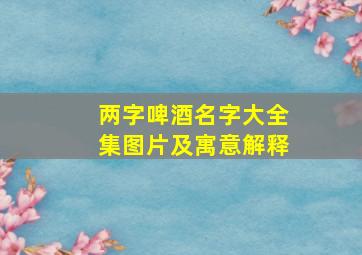 两字啤酒名字大全集图片及寓意解释