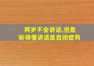 两岁不会讲话,但是听得懂讲话是自闭症吗