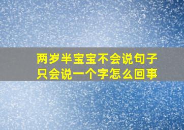 两岁半宝宝不会说句子只会说一个字怎么回事