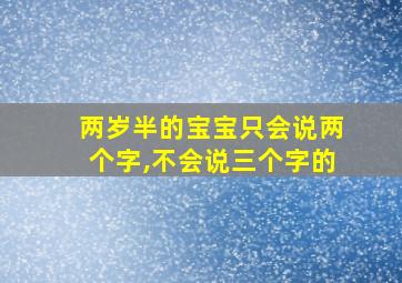 两岁半的宝宝只会说两个字,不会说三个字的