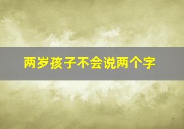 两岁孩子不会说两个字