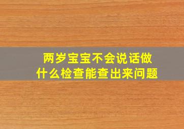 两岁宝宝不会说话做什么检查能查出来问题