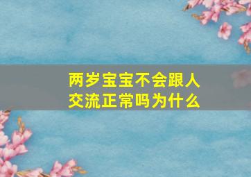 两岁宝宝不会跟人交流正常吗为什么