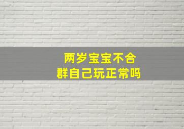 两岁宝宝不合群自己玩正常吗