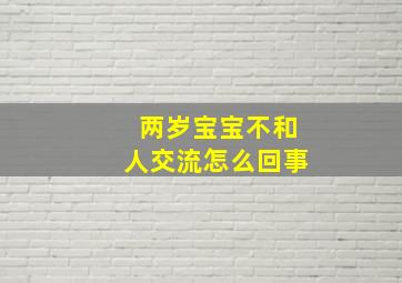 两岁宝宝不和人交流怎么回事