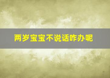 两岁宝宝不说话咋办呢