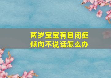 两岁宝宝有自闭症倾向不说话怎么办