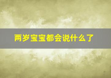 两岁宝宝都会说什么了