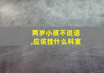 两岁小孩不说话,应该挂什么科室