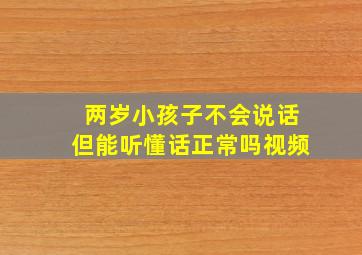 两岁小孩子不会说话但能听懂话正常吗视频