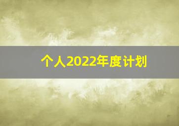 个人2022年度计划