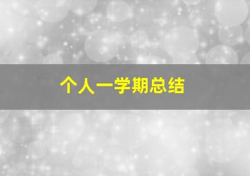 个人一学期总结