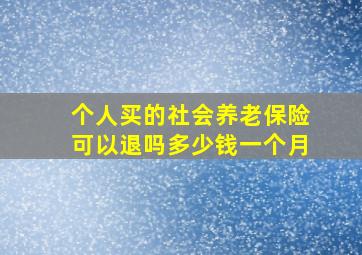 个人买的社会养老保险可以退吗多少钱一个月