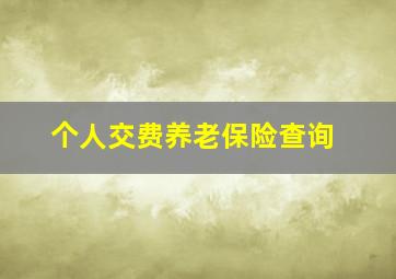 个人交费养老保险查询