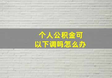 个人公积金可以下调吗怎么办