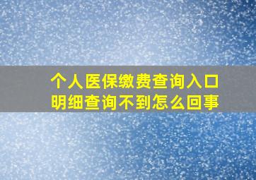 个人医保缴费查询入口明细查询不到怎么回事